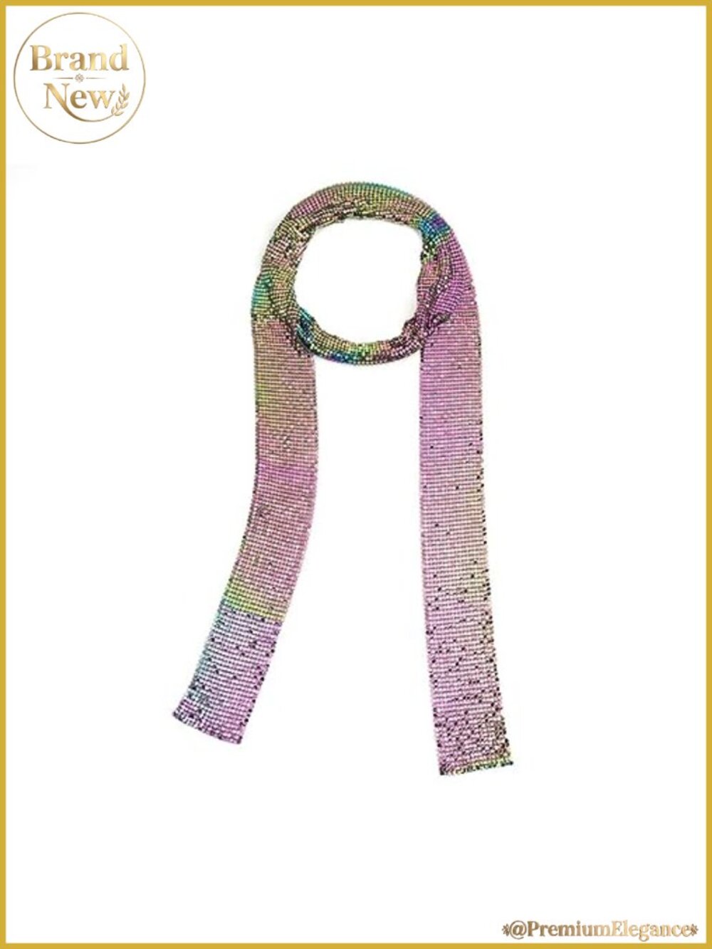 Metal Sequins Skinny Neck Tie Scarf Tassel Glitter Neckerchief